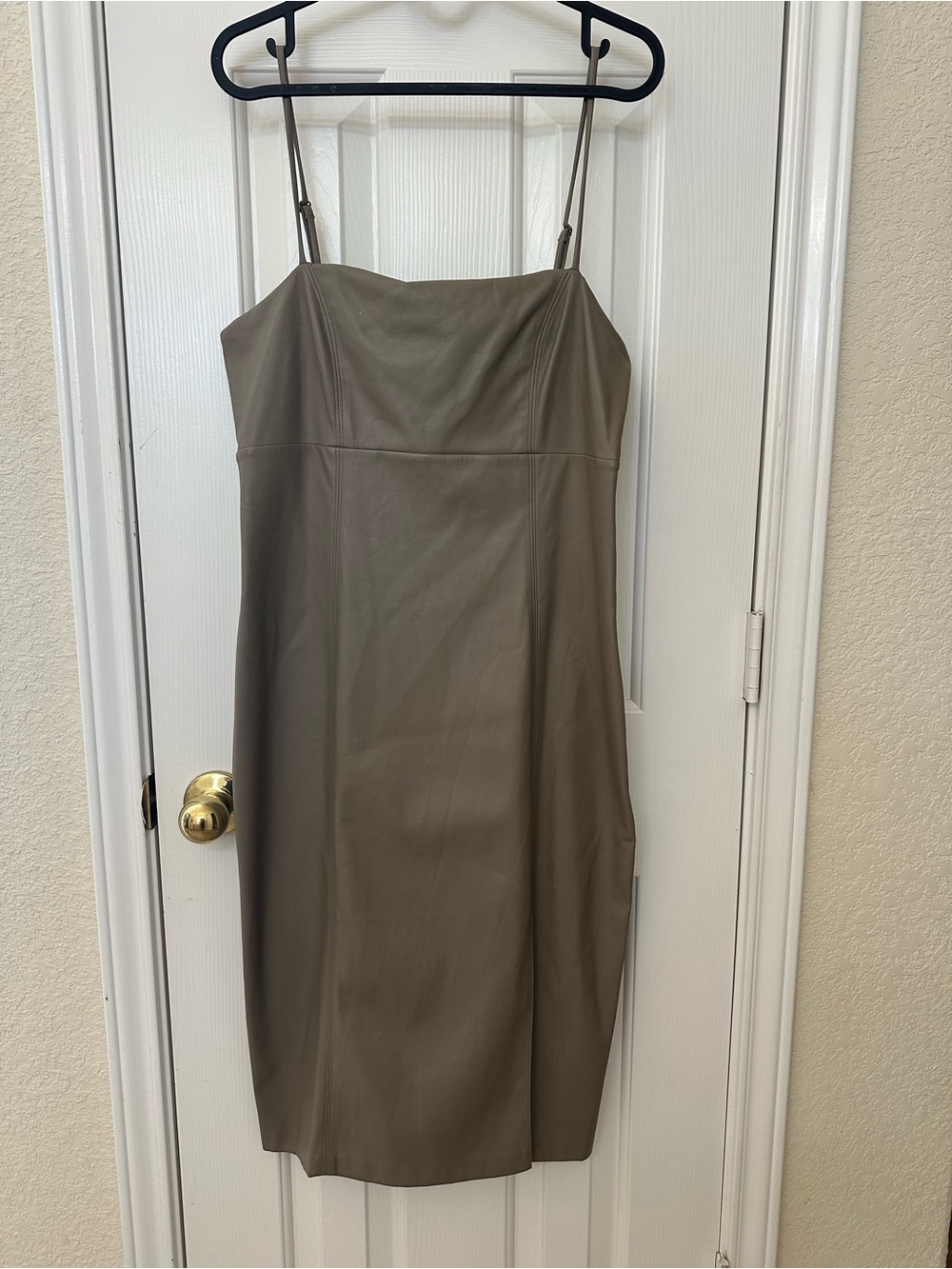 Express taupe/ brown Slip Midi Dress with Spaghetti Straps